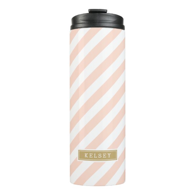 Bouteilles Isothermes Monogramme rose et or de pointes de preppy (Devant)