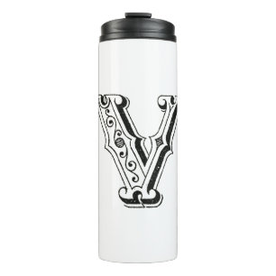 Bouteilles Isothermes Monogramme V, lettre V, alphabet V, noir et blanc