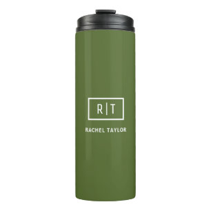Bouteilles Isothermes Monogramme vert olive foncé moderne