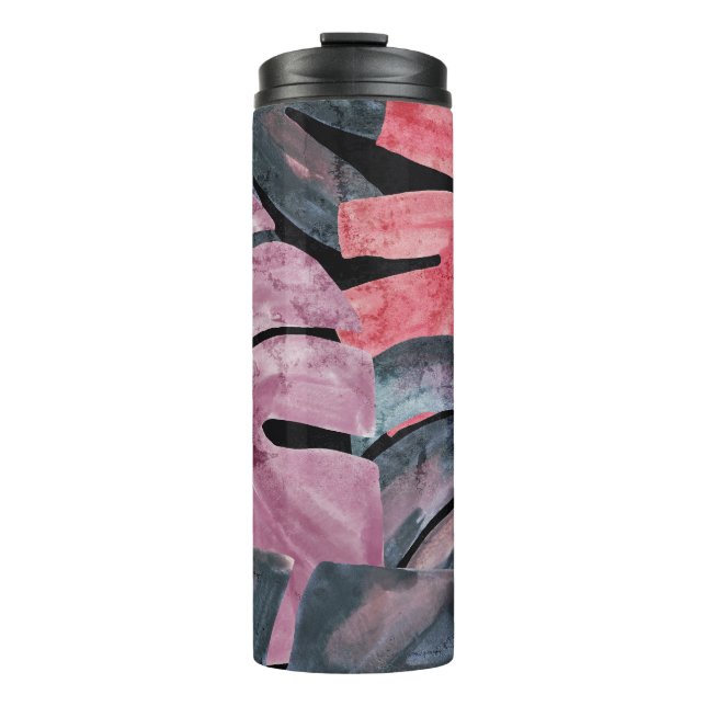 Bouteilles Isothermes Monstère monochrome : Aquarelle Motif tropical. (Devant)