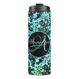 Bouteilles Isothermes Moody Floral noir sur Monogramme rose