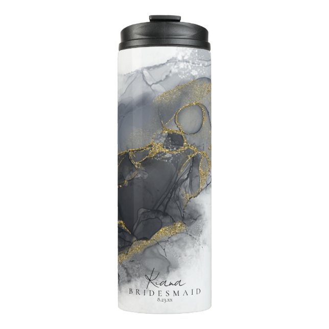 Bouteilles Isothermes Moody Ink Gold Wedding Party ID988 (Devant)