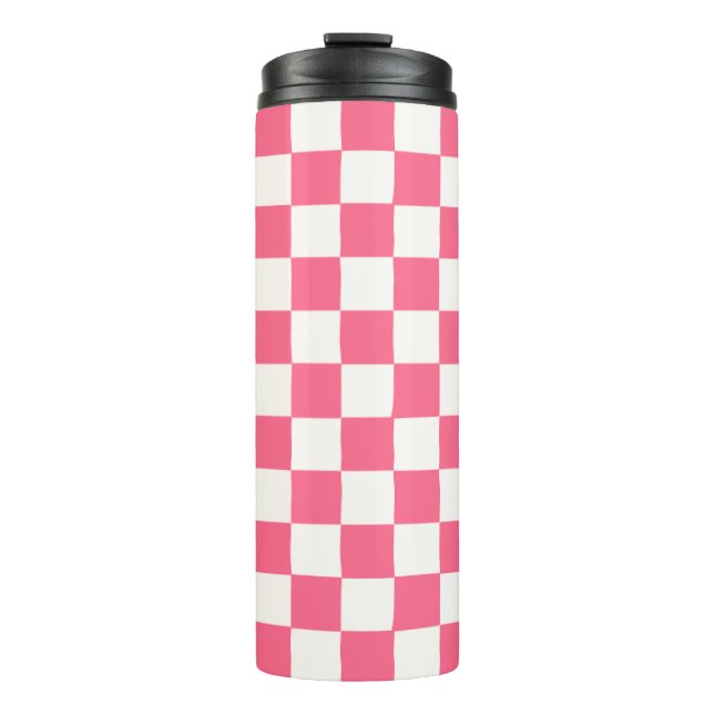 Bouteilles Isothermes Motif à carreaux rose et blanc (Devant)