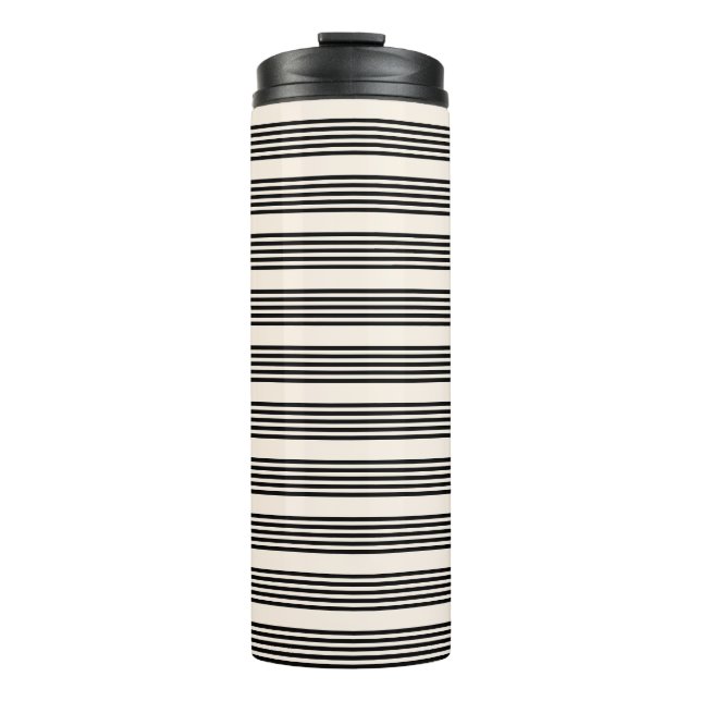 Bouteilles Isothermes Motif à cinq bandes noir et beige (Devant)