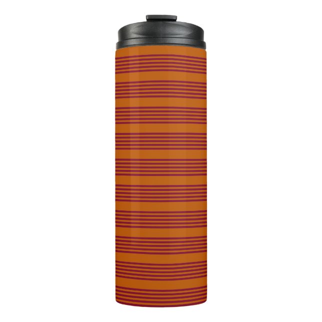 Bouteilles Isothermes Motif à cinq bandes rouge Bourgogne et orange brûl (Devant)