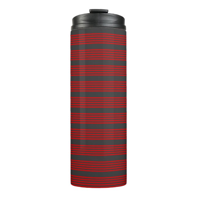 Bouteilles Isothermes Motif à cinq bandes rouge et charbon de bois (Devant)