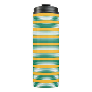 Bouteilles Isothermes Motif à cinq bandes vert et blanc avec jaune
