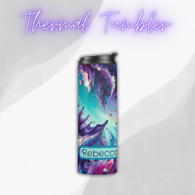 Bouteilles Isothermes Motif Abstrait monogramme Turquoise et rose | (Créateur téléchargé)