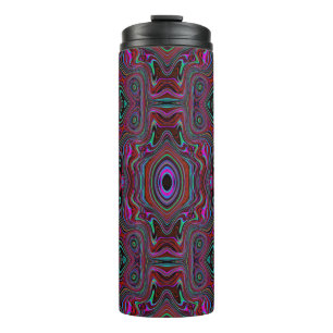 Bouteilles Isothermes Motif Abstrait Vert Mousse de Mer et Magenta Qui F