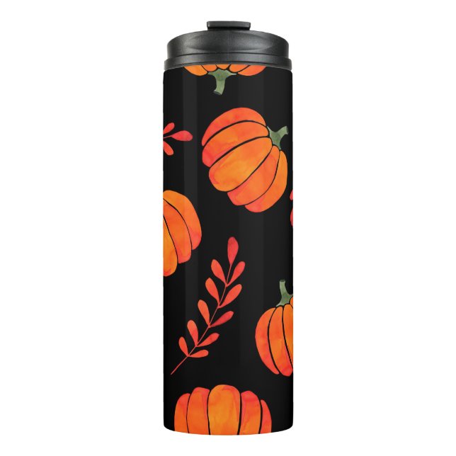 Bouteilles Isothermes Motif aquarelle avec citrouille orange (Devant)