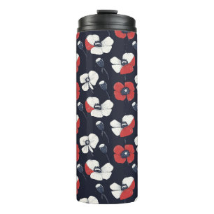 Bouteilles Isothermes Motif blanc avec accents rouge et bleu