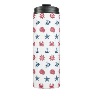 Bouteilles Isothermes Motif blanc et bleu rouge de symbole de mer
