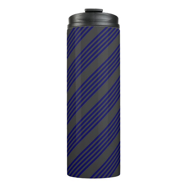 Bouteilles Isothermes Motif bleu marine et charbon cinq bandes (Devant)