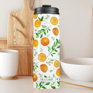 Bouteilles Isothermes Motif botanique floral d'été aux agrumes orange