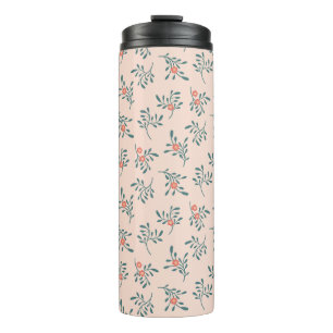 Bouteilles Isothermes Motif botanique floral sarcelle rose