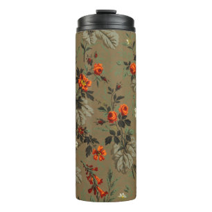 Bouteilles Isothermes Motif botanique vintage de rose orange à fleurs so