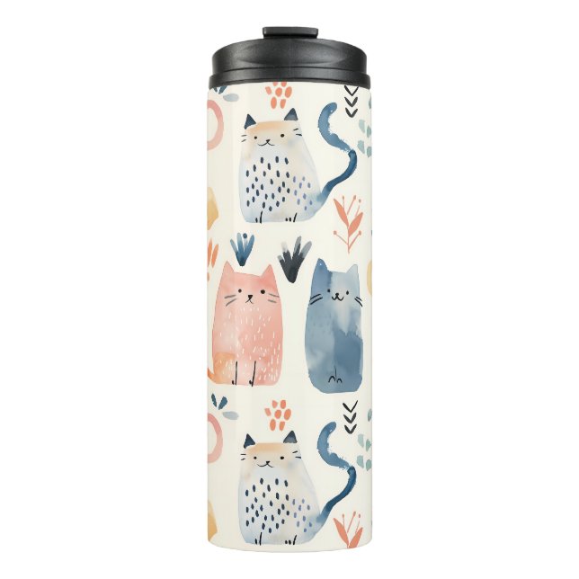 Bouteilles Isothermes Motif chaton pastel mignon (Devant)