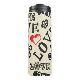 Bouteilles Isothermes motif d'amour dessiné à la main