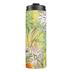 Bouteilles Isothermes Motif d'aquarelle Arrière - plan jaune