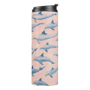 Bouteilles Isothermes Motif dauphin aquarelle côte plage océan 