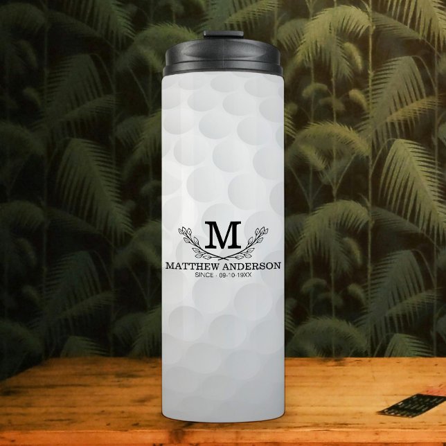 Bouteilles Isothermes Motif de balle de golf personnalisé Nom Monogramme (Créateur téléchargé)