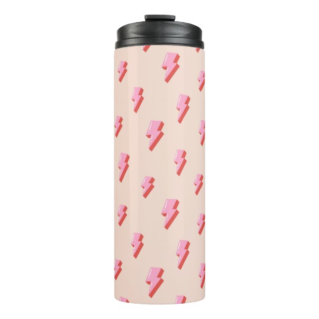 Bouteilles Isothermes Motif de boulon de foudre rose (Devant)