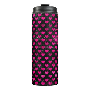 Bouteilles Isothermes Motif de cœurs glamour rose vif et noir