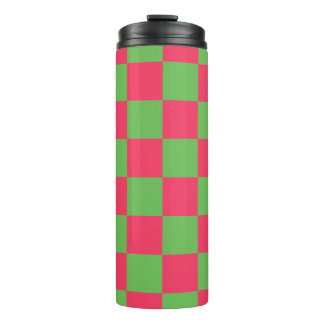 Bouteilles Isothermes motif de damier vert et rose