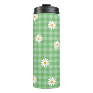 Bouteilles Isothermes Motif de  de Fleur En vichy à carreaux verts