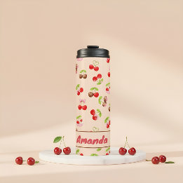 Bouteilles Isothermes Motif de dessert cerise personnalisé Nom mignon