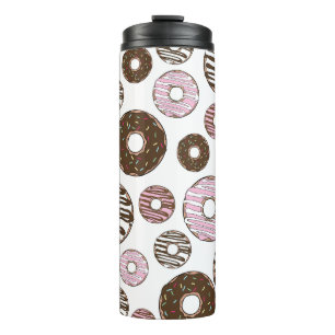 Bouteilles Isothermes Motif De Donuts, Donuts Roses, Donuts Brown