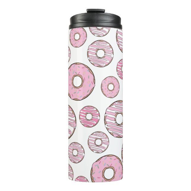 Bouteilles Isothermes Motif De Donuts, Donuts Roses, Saupoudrages (Devant)