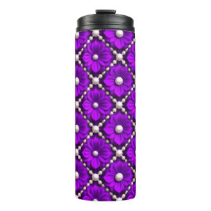 Bouteilles Isothermes Motif de fleur violette avec perles