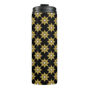 Bouteilles Isothermes Motif de fleurs d'étoile vintage sans couture. Or 