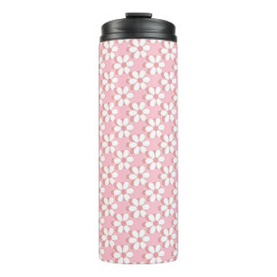 Bouteilles Isothermes Motif de fleurs roses et blanches sur fond rose cl