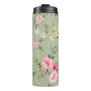 Bouteilles Isothermes Motif de fleurs vintage sans couture sur fond vert