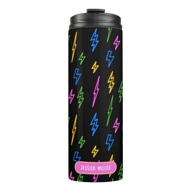 Bouteilles Isothermes Motif de foudre Retro Neon des années 80 (Devant)