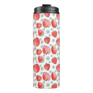 Bouteilles Isothermes Motif de fraise fraîche et lumineuse en été. Eau