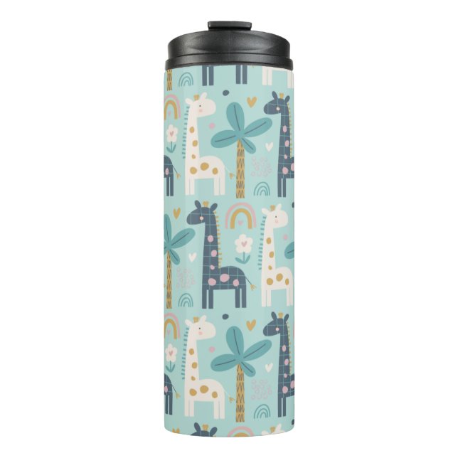 Bouteilles Isothermes Motif de Giraffe Whimsical en Pastel Blue (Devant)