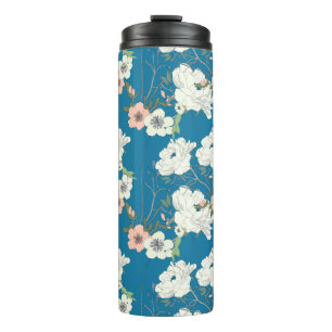Bouteilles Isothermes Motif de jardin floral blanc
