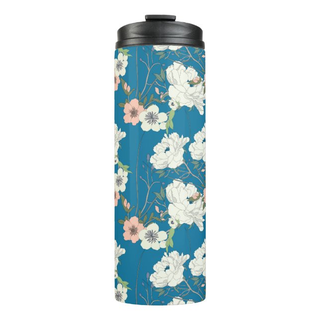 Bouteilles Isothermes Motif de jardin floral blanc (Devant)