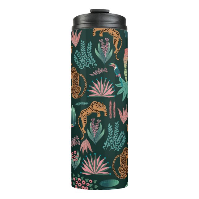 Bouteilles Isothermes Motif de jungle exotique sans couture (Devant)