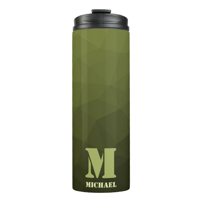 Bouteilles Isothermes Motif de maillage géométrique d'olive verte de l'a (Devant)