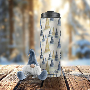 Bouteilles Isothermes Motif de Noël en or bleu #8 ID1009