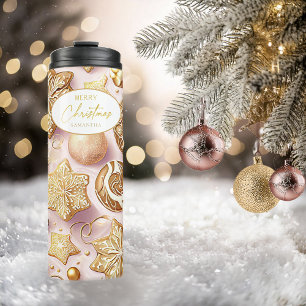 Bouteilles Isothermes Motif de Noël rose or #12 ID1009
