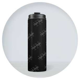 Bouteilles Isothermes Motif de nom en monogramme gris très foncé et noir