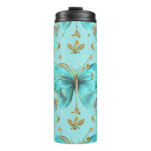 Bouteilles Isothermes Motif de papillon mignon sur fond bleu