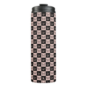 Bouteilles Isothermes Motif de papillon monogramme rose et noir