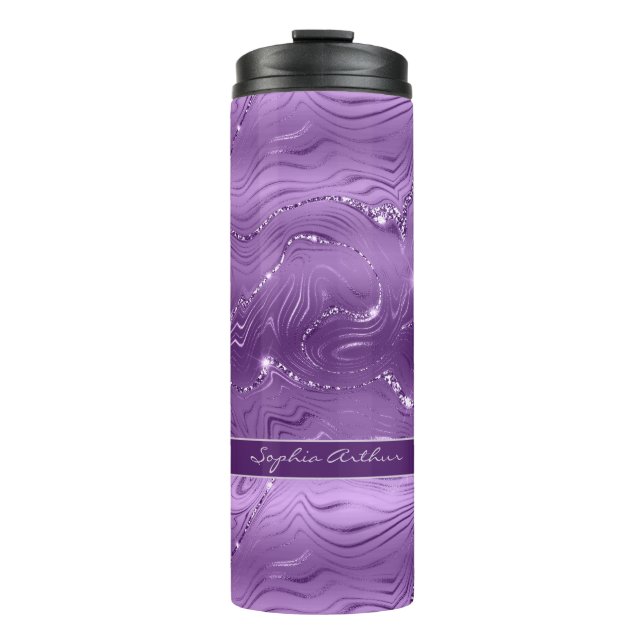 Bouteilles Isothermes Motif de Parties scintillant en argent violet de l (Devant)