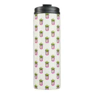 Bouteilles Isothermes Motif de point Polka Succulent Aquarelle